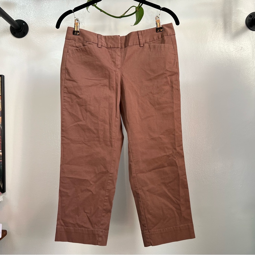 NWT Loft Marisa Cropped Low Rise Stretch Chino Capris Burnt Sienna Brown 0P